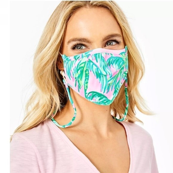 Lilly Pulitzer On The Go Face Mask Set Pouch Lanyard Extender ChillyLilly - Picture 3 of 10